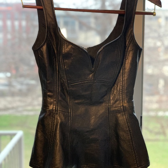 Nanette Lepore Leather Peplum Top - Picture 2 of 4